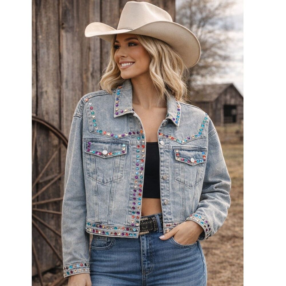 Blush Boutique Sequined Denim Jacket - Size Medium